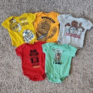 Star Wars Baby Bodysuit Set - Yellow, Orange, Gray, Red, Green